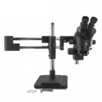 New Black 7X-45X Trinocular Stereo Microscope w/ Double Arm Boom Stand & Barlow Lens