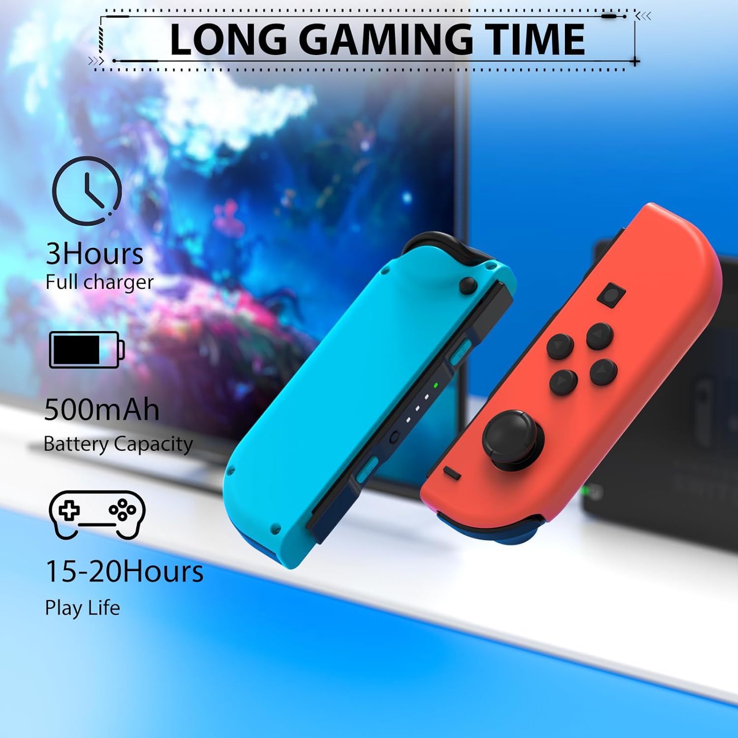 71BZKSIymAL._SL1500_ Wireless Controller for Nintendo Switch / Lite / OLED – Red & Blue - Image 3