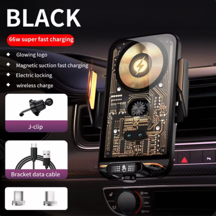 15W Wireless Car Charger & Phone Mount - Multifunctional Smartphone Accessory - Image 1