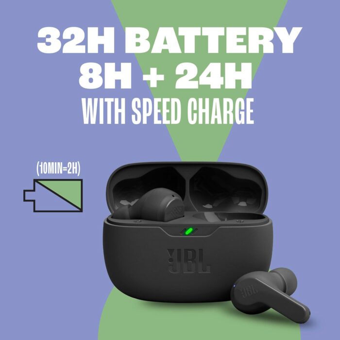 JBL Vibe Beam – True Wireless Earbuds (Black) | Deep Bass, Bluetooth 5.2, 32H Battery - Image 2