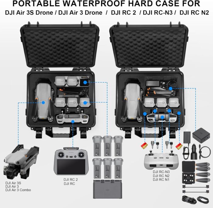 Lekufee Waterproof Hard Case for DJI Air 3S/3 (Case Only) - Image 5