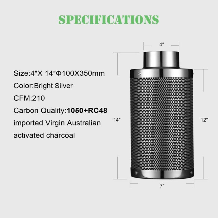 4-Inch Carbon Filter for Grow Tents with Australian Activated Charcoal – 210 CFM - Image 3