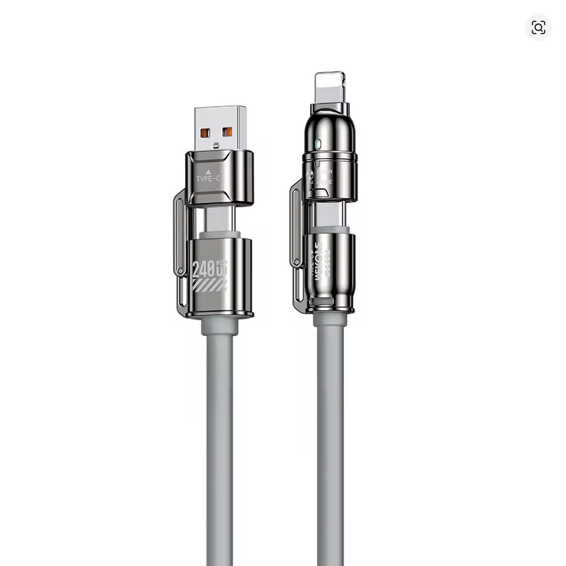 Screenshot 2025-05-10 at 03-03-26 4-in-1 USB Type C Lightning Cable 240W Super Fast Charging Cord Multiple Functions For iPhone 15 16 pro Xiaomi Huawei Samsung - AliExpress Henruisi 4-in-1 Universal Fast Charging Cable Grey | 240W PD USB-C + Lightning - Image 1