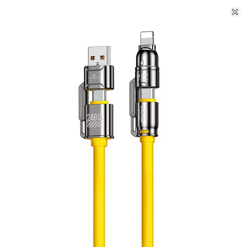 Screenshot 2025-05-10 at 03-03-32 4-in-1 USB Type C Lightning Cable 240W Super Fast Charging Cord Multiple Functions For iPhone 15 16 pro Xiaomi Huawei Samsung - AliExpress Henruisi 4-in-1 Universal Fast Charging Cable Yellow | 240W PD USB-C + Lightning - Image 1