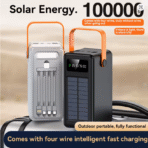 100000mAh Solar Power Bank – Fast Charging with Built-in Cables & LED Light - Image 5