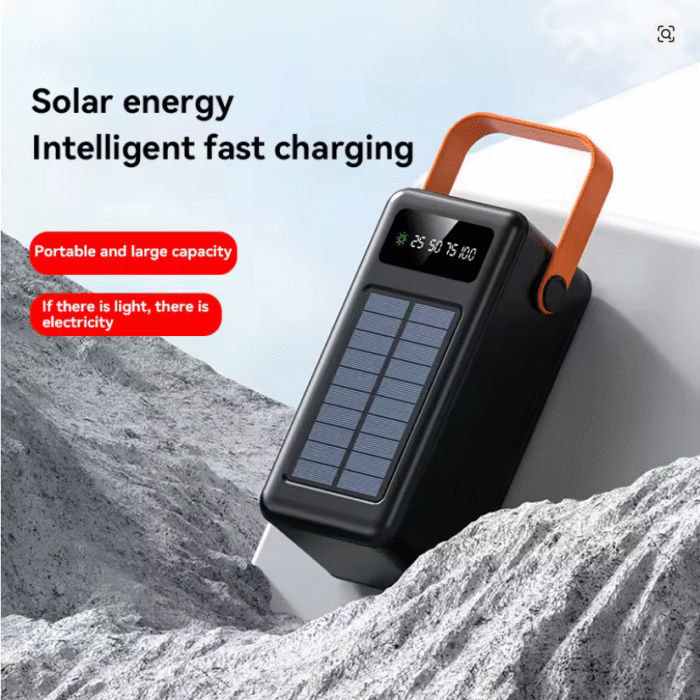 100000mAh Solar Power Bank – Fast Charging with Built-in Cables & LED Light - Image 4