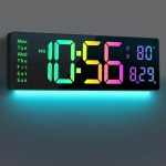 16" RGB Digital Wall Clock – 11 Colors, Remote Control, LED Night Light & Auto DST
